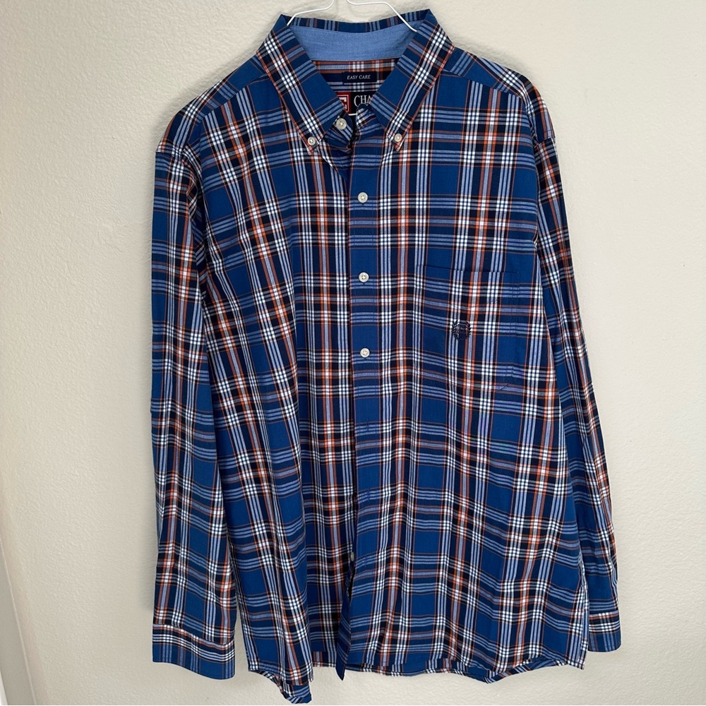 Chaps Blue and Red Casual Button Down Shirt